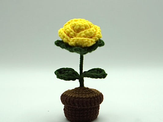 Crochet | Potted Little Yellow Rose