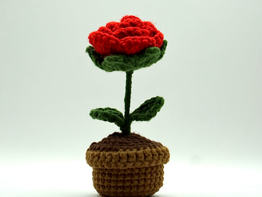 Crochet | Potted Little Red Rose