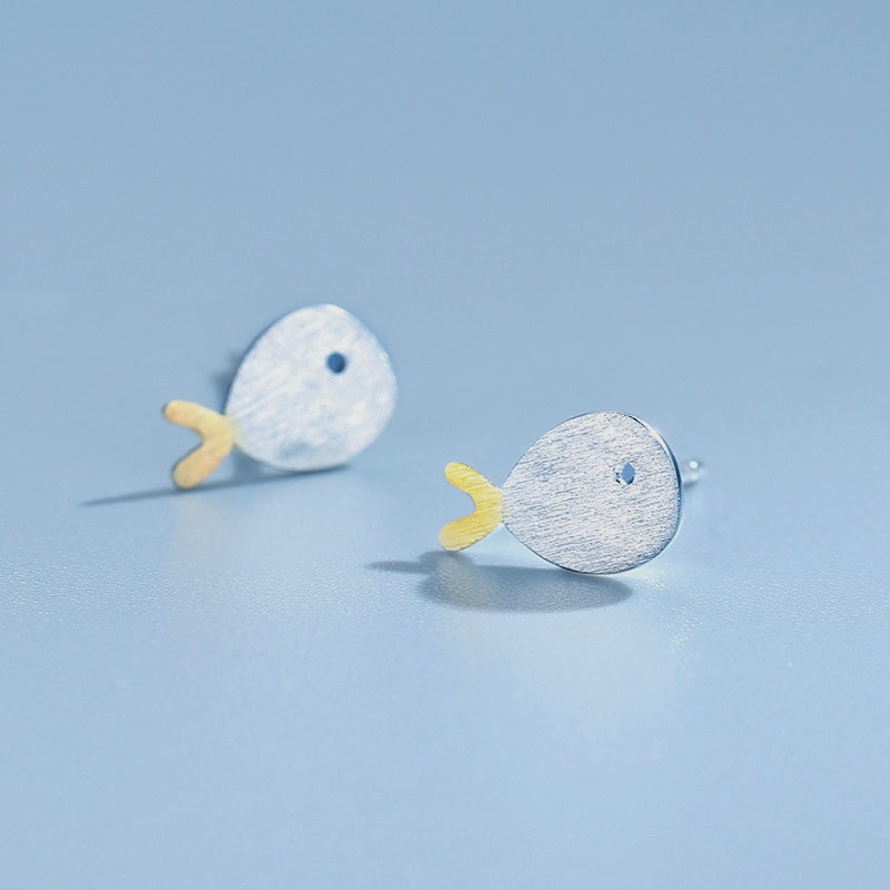 Sterling silver|Fish studs