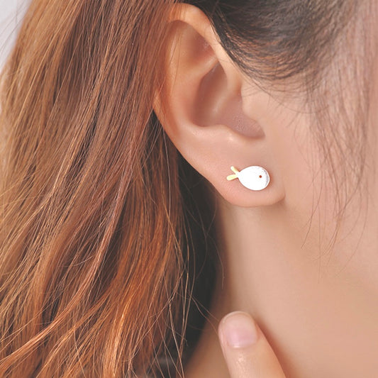 Sterling silver|Fish studs