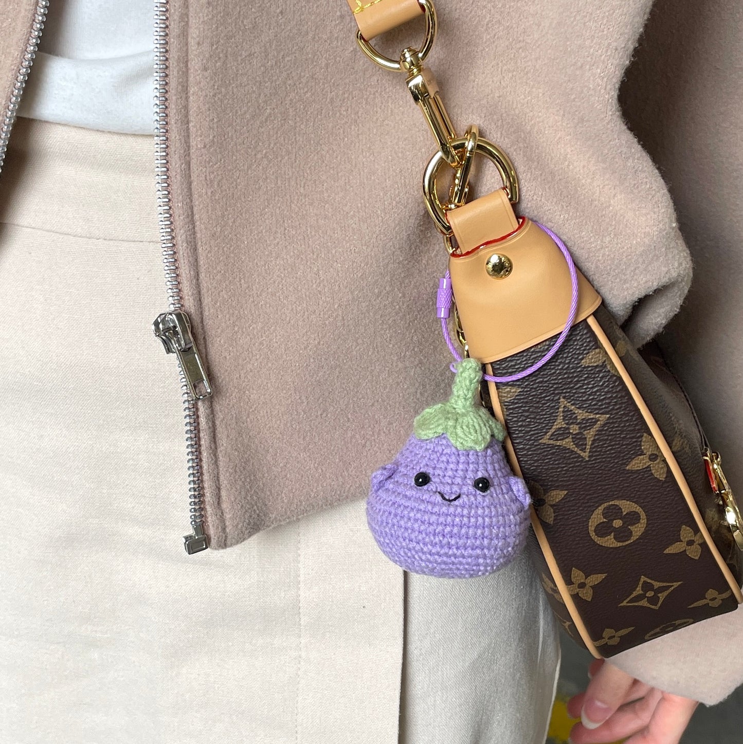 Crochet ｜Eggplant Keyring